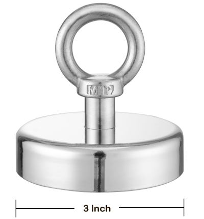 Strong Neodymium Eye Bolt Hook Fishing Cup Magnets 3 inch 420 lb